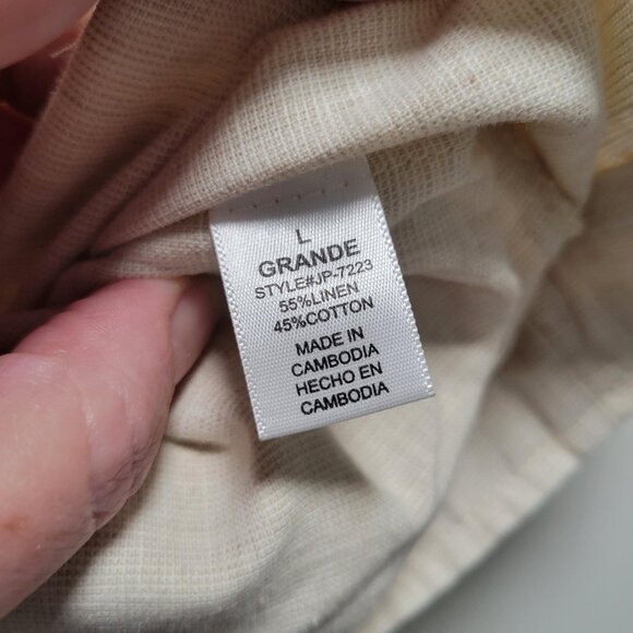 ZENANA Beige Linen Blend Wide Leg Pants Waist Drawstring Lounge Size L NWOT - Picture 7 of 7